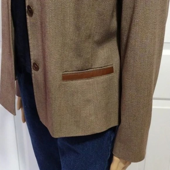 Ann Taylor Loft Jacket Light Brown Faux Leather Trim Size 10P NWT - Picture 5 of 7